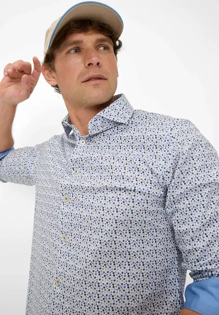 Brax Harold Polka Dot Dress Shirt - Thyme