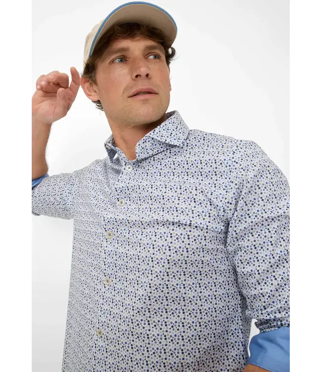 Brax Harold Polka Dot Dress Shirt - Thyme