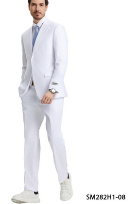 Stacy Adams 3Pc Notch Peak Lapel Suit - White