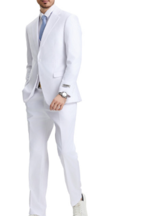 Stacy Adams 3Pc Notch Peak Lapel Suit - White