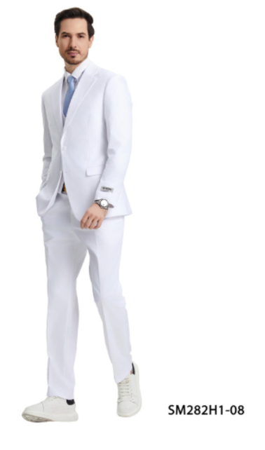 Stacy Adams 3Pc Notch Peak Lapel Suit - White