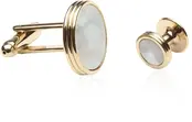Mother Of Pearl Cufflinks & Studs - Gold