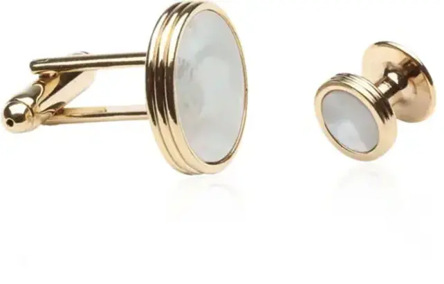 Mother Of Pearl Cufflinks & Studs - Gold