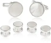 Mother of Pearl Sterling Silver 925 Tuxedo Cufflinks & Studs Formal Set