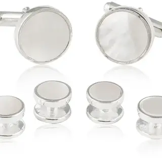 Mother of Pearl Sterling Silver 925 Tuxedo Cufflinks & Studs Formal Set