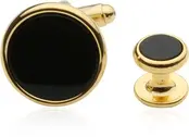 Tuxedo Cufflinks and Studs - Black Onyx with Gold Tone