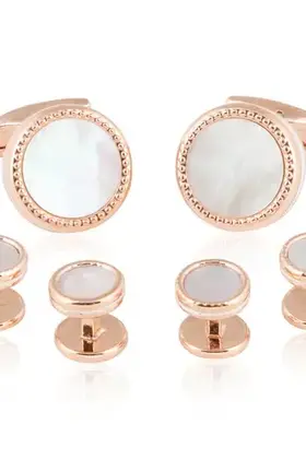 Rose Gold Mother of Pearl Cufflinks and Studs