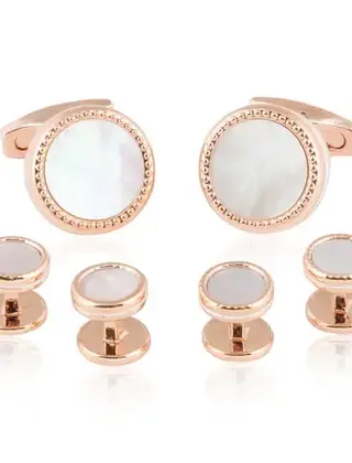 Rose Gold Mother of Pearl Cufflinks and Studs
