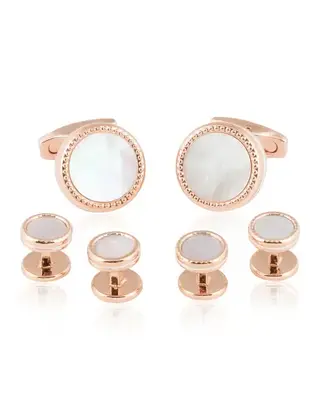 Rose Gold Mother of Pearl Cufflinks and Studs