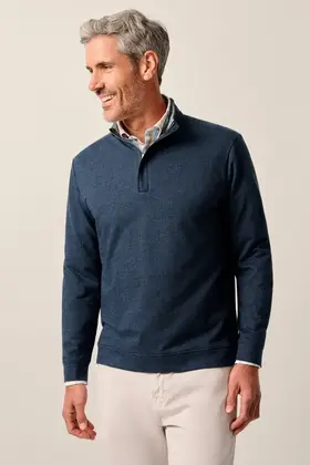 Johnnie O - Rubin Herringbone Cashmere Blend 1/4 Zip Pullover - Navy
