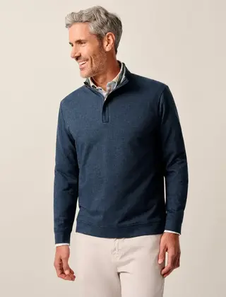 Johnnie O - Rubin Herringbone Cashmere Blend 1/4 Zip Pullover - Navy
