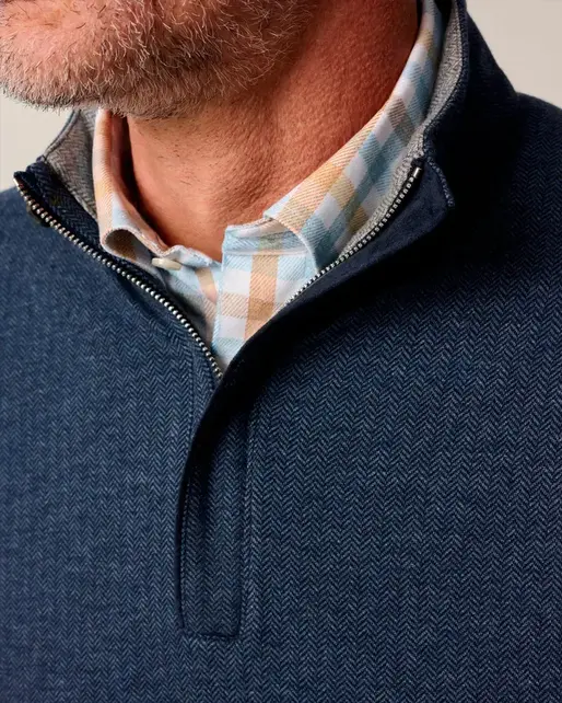 Johnnie O - Rubin Herringbone Cashmere Blend 1/4 Zip Pullover - Navy