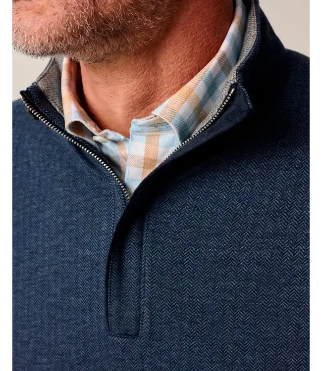 Johnnie-O Johnnie O - Rubin Herringbone Cashmere Blend 1/4 Zip Pullover - Navy