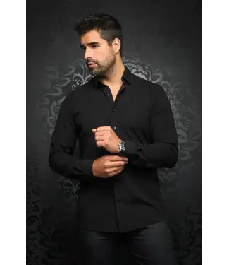 Au Noir Au Noir Alexander Stretch Solid Dress Shirt - Black