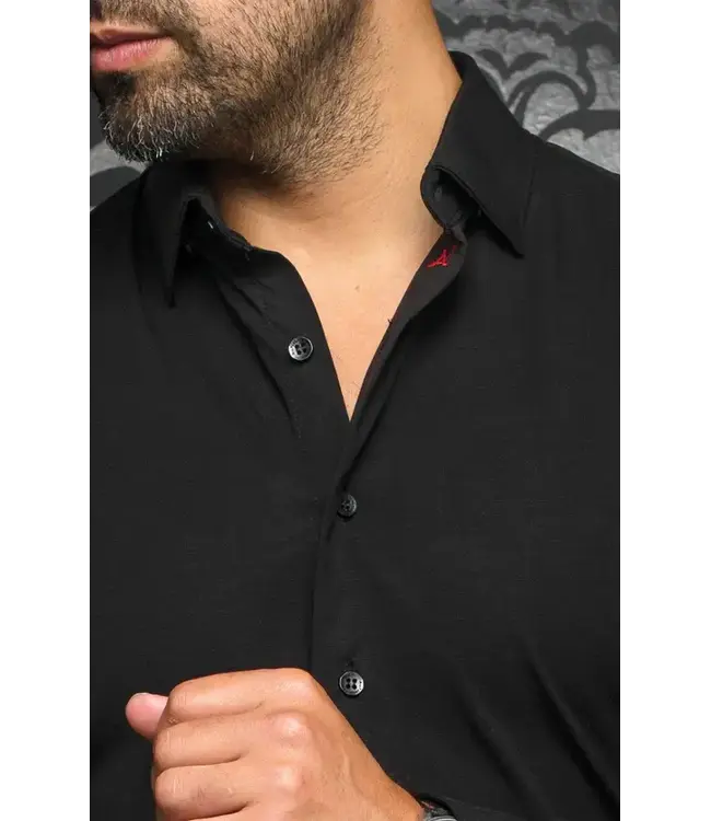 Au Noir Au Noir Alexander Stretch Solid Dress Shirt - Black