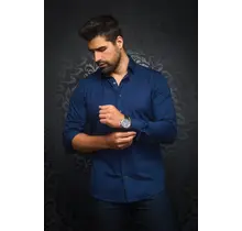 Au Noir Alexander Stretch Solid Dress Shirt - Navy
