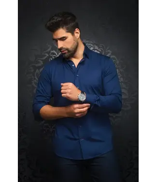 Au Noir Au Noir Alexander Stretch Solid Dress Shirt - Navy