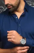 Au Noir Alexander Stretch Solid Dress Shirt - Navy