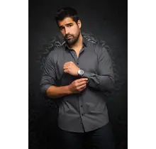 Au Noir Alexander Stretch Solid Dress Shirt - Dark Grey