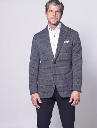 7 Downie St. - Cochrane Glen Plaid Stretch Sport Coat - Navy