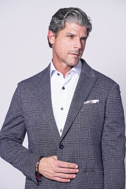 7 Downie St. - Cochrane Glen Plaid Stretch Sport Coat - Navy