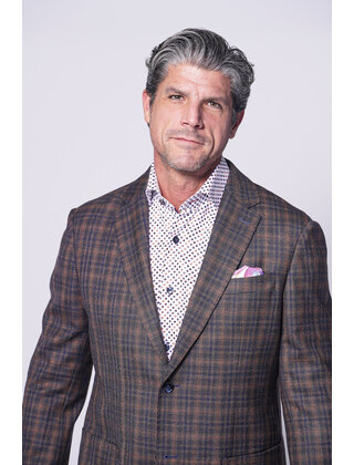 7 Downie St. - Tyler Wool Plaid Stretch Sport Coat - Brown