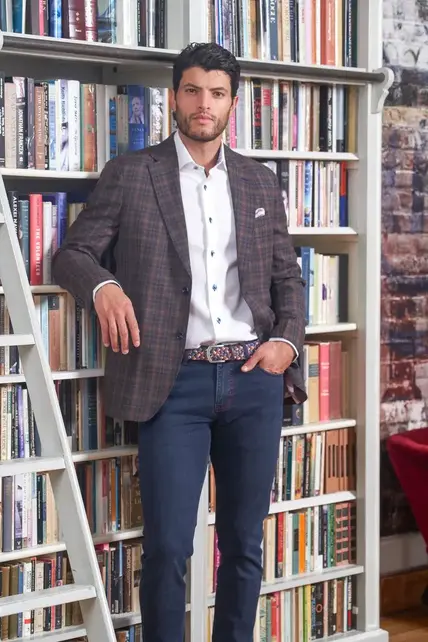 7 Downie St. - Tyler Wool Plaid Stretch Sport Coat - Brown