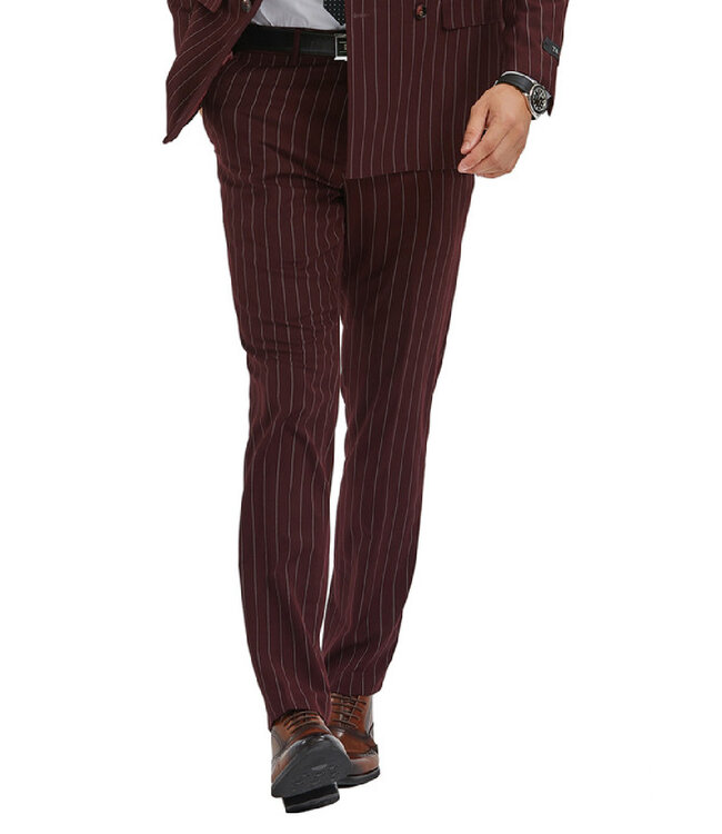 Tazzio Tazzio Double Breasted Pinstripe Suit - 2 Piece - Burgundy