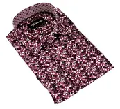 Eldorado Cotton Pattern Stretch Dress Shirt - Wine