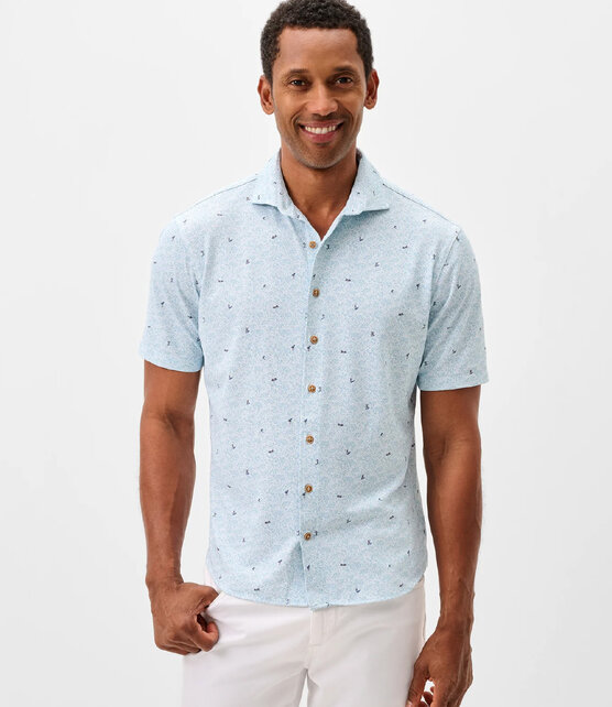Johnnie O - Rowing - Performance Mesh S/S Button Up - White