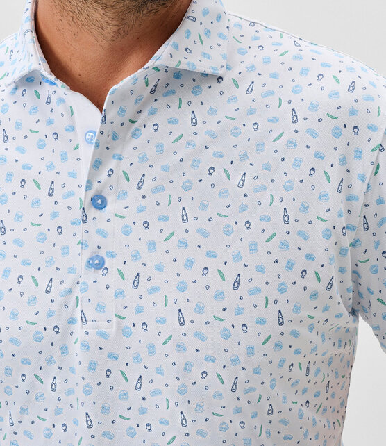 Johnnie O - Burgers N Beers - Performance Mesh Polo - White
