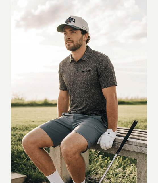 TEAMLTD Par-Tee Polo - Black Mini Palm