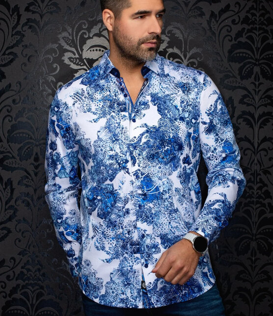 Au Noir Wisteria Stretch Dress Shirt - Blue