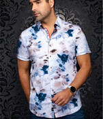 Au Noir Giverny Short Sleeve Stretch Dress Shirt - Stone