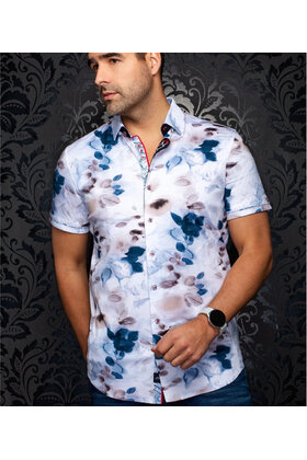 Au Noir Giverny Short Sleeve Stretch Dress Shirt - Stone