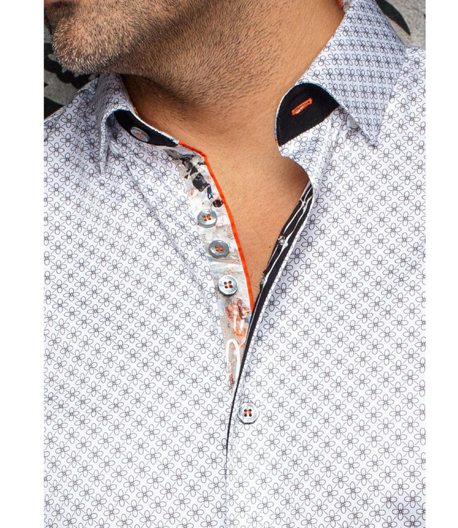 Au Noir Au Noir Alona Short Sleeve Cotton Dress Shirt - White