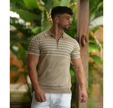 Au Noir Oban Knitted Polo  - Stone