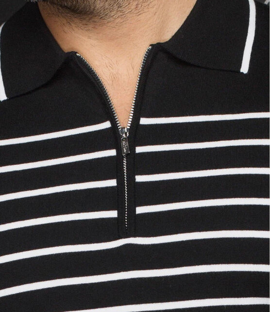 Au Noir Oban Knitted Polo  - Black