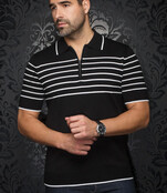 Au Noir Oban Knitted Polo  - Black