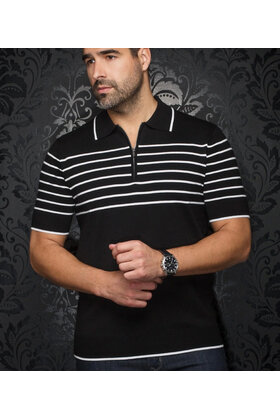 Au Noir Oban Knitted Polo  - Black