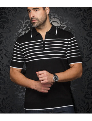 Au Noir Oban Knitted Polo  - Black