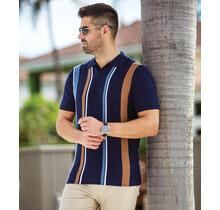 Au Noir Avery Knitted Polo  - Navy