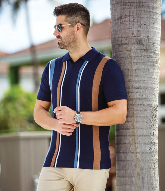 Au Noir Avery Knitted Polo  - Navy