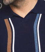 Au Noir Avery Knitted Polo  - Navy