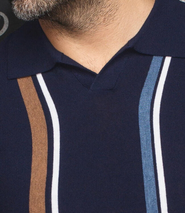 Au Noir Au Noir Avery Knitted Polo  - Navy