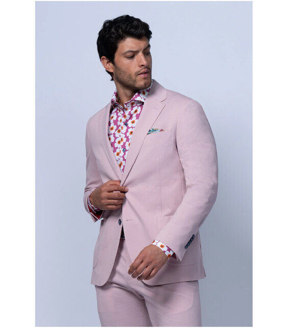 7 Downie St. Meridian Cotton Stretch Seersucker Sport Coat - Pink
