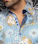 Au Noir Ashar Cotton Stretch Dress Shirt - Cobalt