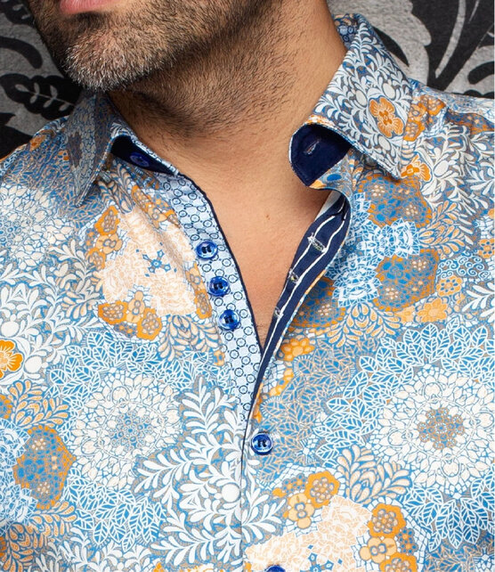 Au Noir Ashar Cotton Stretch Dress Shirt - Cobalt