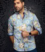 Au Noir Ashar Cotton Stretch Dress Shirt - Cobalt