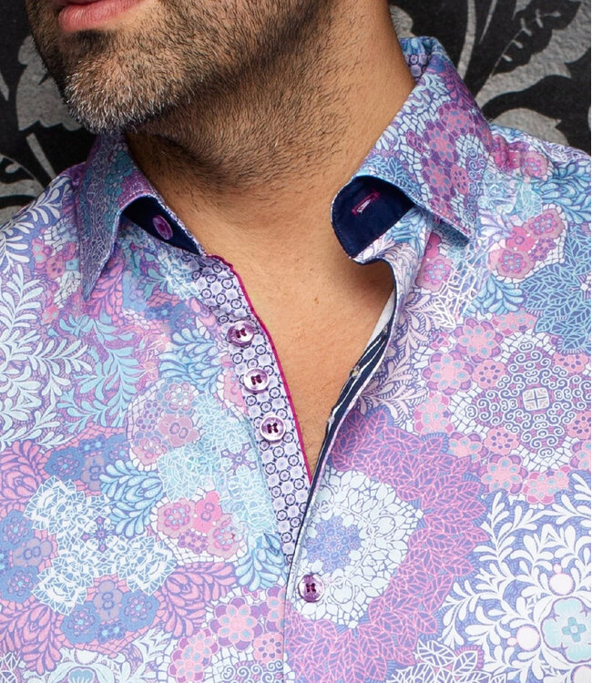 Au Noir Au Noir Ashar Cotton Stretch Dress Shirt - Pink